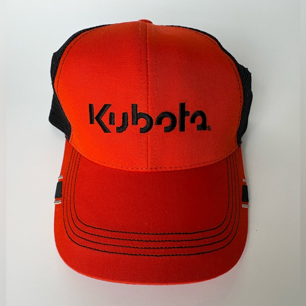 Mens Orange and Black Mesh SnapBack adjustable Trucker Kubota Hat cap NEW